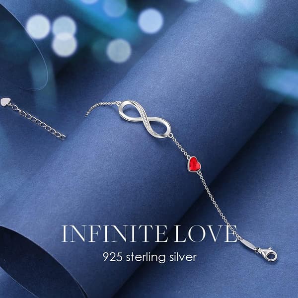 Infinity Hjerte Symbol Charm Armbånd Kvinder Rustfrit Stål 925 St