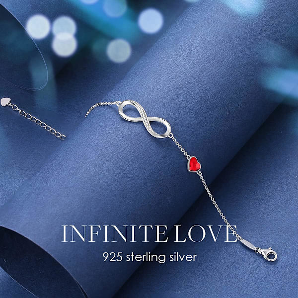 Infinity-sydänriipusrannekoru naisille, ruostumaton teräs 925 St