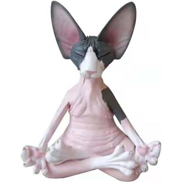 1 STK Rustikk Rosa Dekorativ Dyre Katt Harpiks Yoga Pose Statuette K