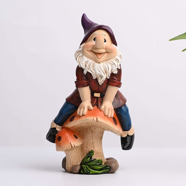 Morsom hagegnom-statue, 7,5 tommers figurer utendørs gnome-statue
