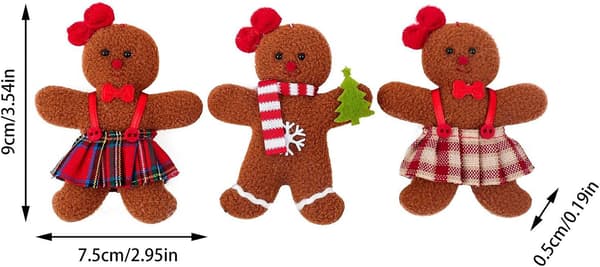 3 olika levande pepparkaksgubbe-hängen, pepparkaksdocka-hänge