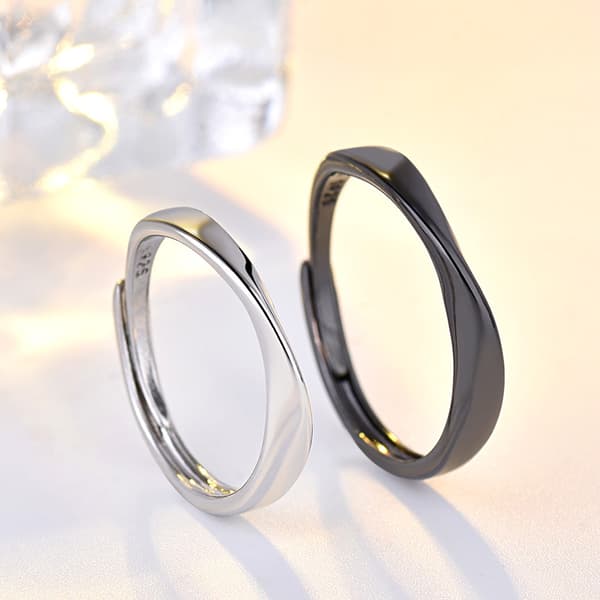 Statement Ring for Par - Bambusring for Kvinner Menn Justerbar W