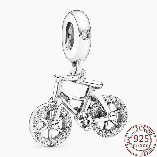 925 Sterling Sølv Spinning Bike Beaded Pendant For Pandora Brac