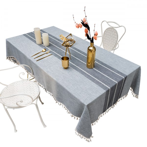 1pc Gray Cotton Linen Rectangular Tablecloth, 90x90 cm, Modern, f