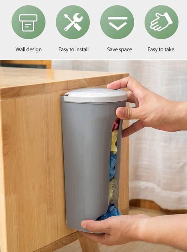 Plastpåsehållare, Köksdispenser för Matkassar Väggmontering