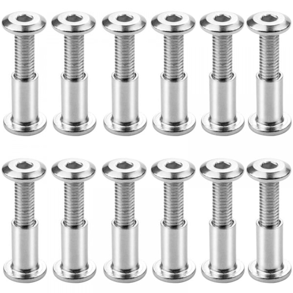 12 stk. M6 x 20mm forbindelsesskruer, boltede forbindelsesskruer, sekskantede hoveder