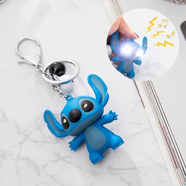 1 stk. Stitch legetøjsvedhæng med lyd og LED-nøglering til par