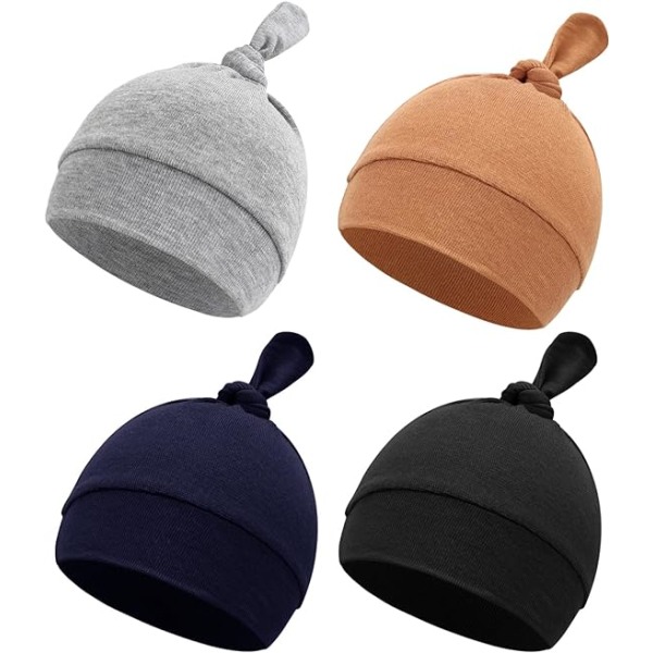 4 delar Baby Beanie Nyfödd Toddler Mjuk Söt Stickad Hatt sjukhus