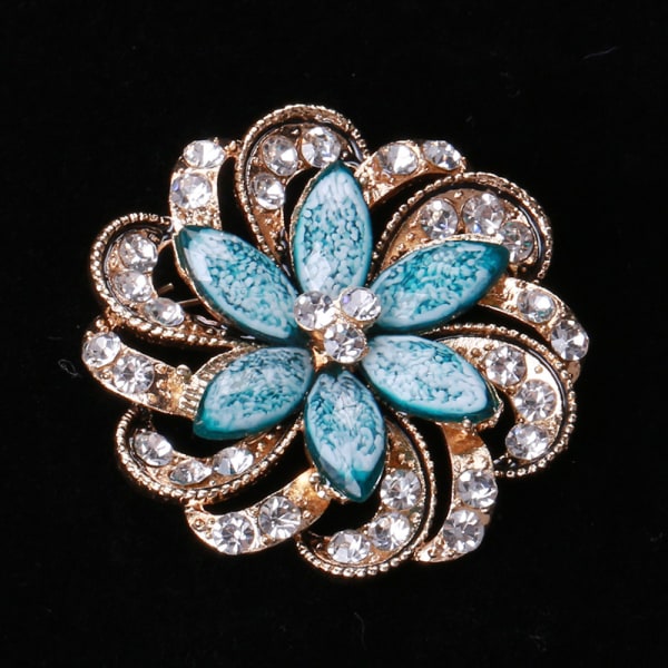 Elegant isblå blomsterkrans Brosjenål for kvinner Twisted Petal