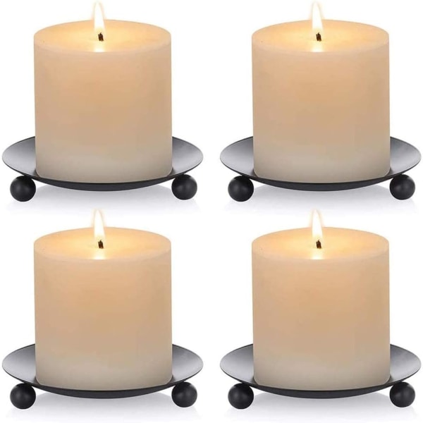 4 Pcs Candlestick Candle Holder Metal Plate for Home Wedding Deco