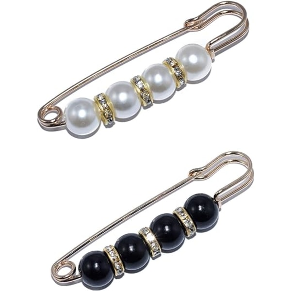 2 stykker sikkerhetsnåler Faux Pearl Brosje Pins for Dame for Collar S