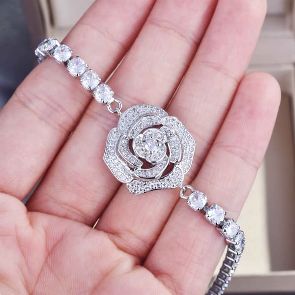 Kamelia blomma örhängen, ringar, hängen, halsband Sterling Silv