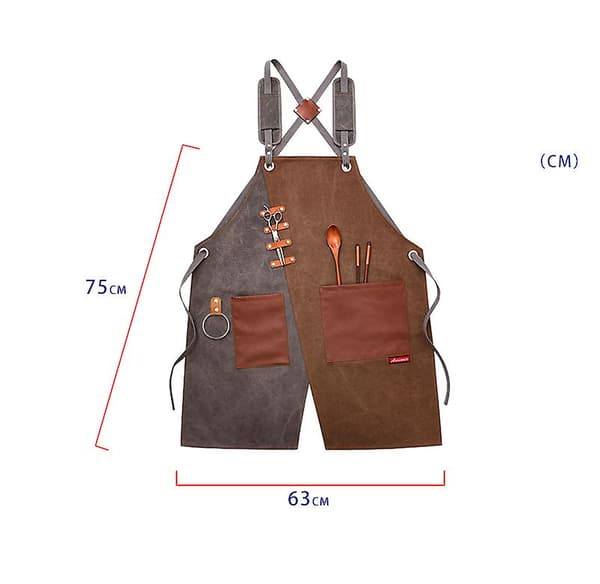 Barber Waiter Unisex Denim Arbeidsforkle (grågrønn stropp)