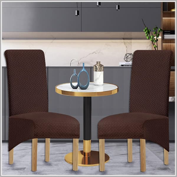 Stor, vanntett, elastisk jacquard-spisestoltrekk (svart kaffe)