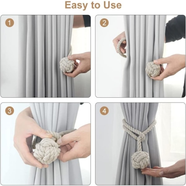 2-pack beige gardinband, 2-delad gardinband, handvävd gardin