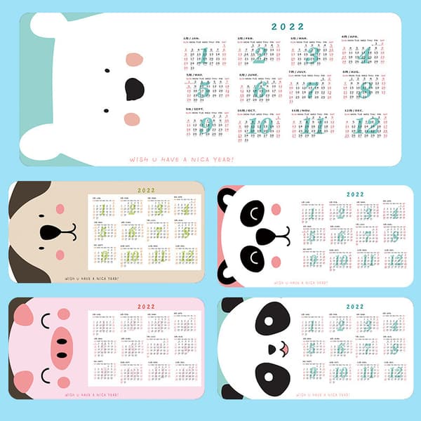 2022 Musemattekalender Rektangel Sklisikker Gummimatte for C