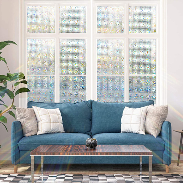 Stained Glass Privacy Window Film, Mosaic Pattern Static Cling De