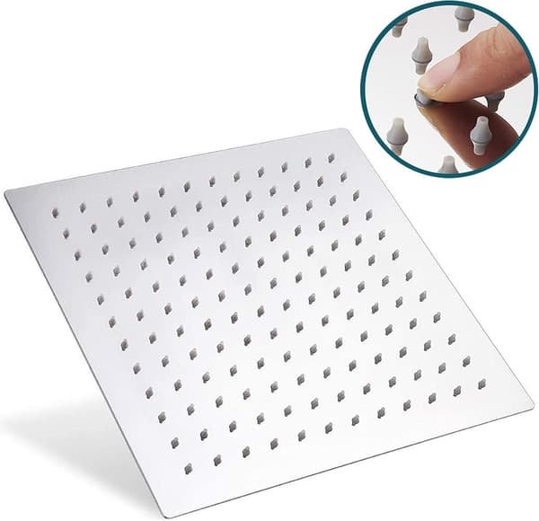 8 tommer/20cm firkantet fast dusjhode i rustfritt stål med speiloverflate