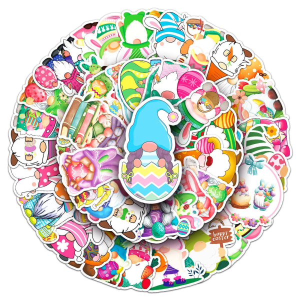 54 påskgnome klistermärken för lärobok, söta tecknade klistermärken för