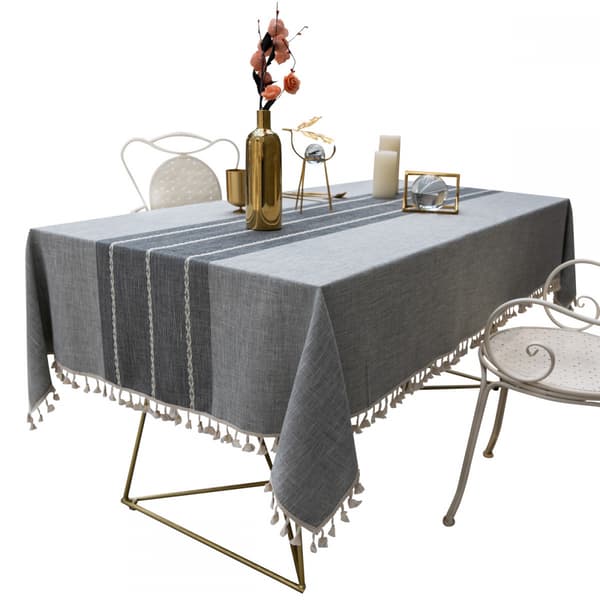 1 stk. Grå bomuldslinned rektangulær dug, 90x90 cm, moderne, f