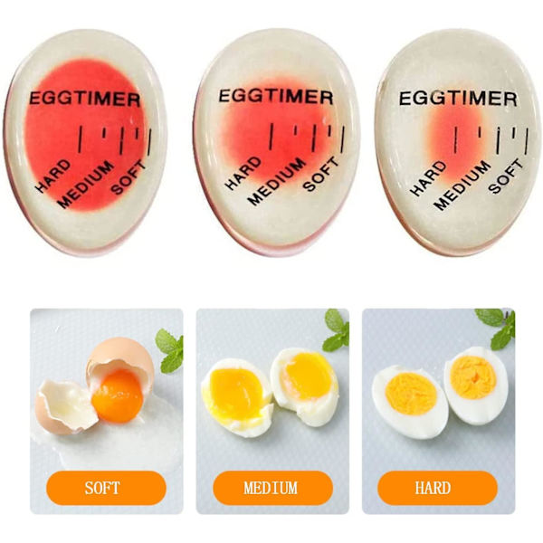 3 stk. Egg Cooking Timer, Egg Timer Thermal Egg Timer Boil Soft