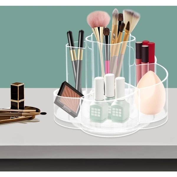 360 Graders Roterende Makeup Organizer Skønhedsorganisator til Kosmetik, Parfumer og Smykker Roterende Makeup Opbevaring til Soveværelse Toiletbord Krystalklar