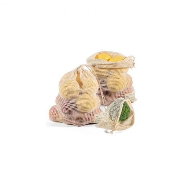 Set med 6 (stora, medelstora, små) återanvändbara frukt- och grönsakspåsar