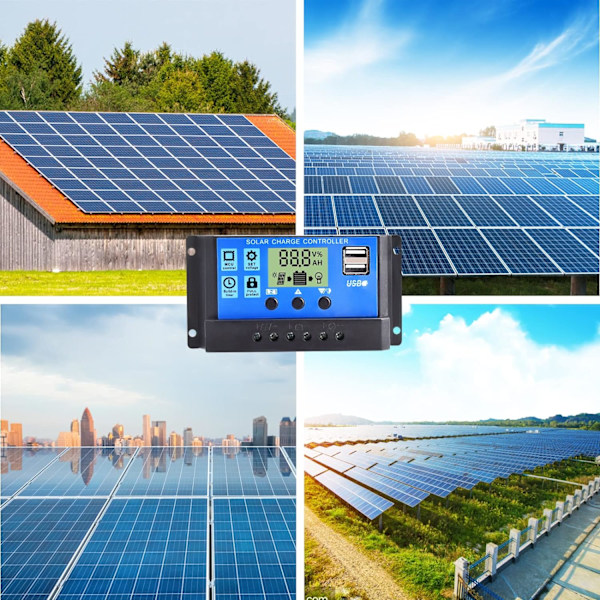 30A 12V/24V PWM Solcellepanel Regulator Intelligent Batteri Sol C