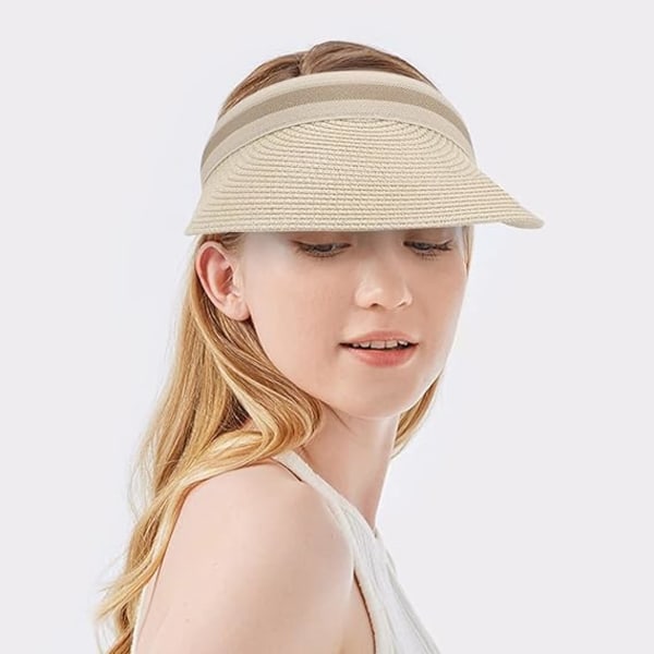 Dam sommar solhatt damer bärbar strandskugga rosett halmhatt (