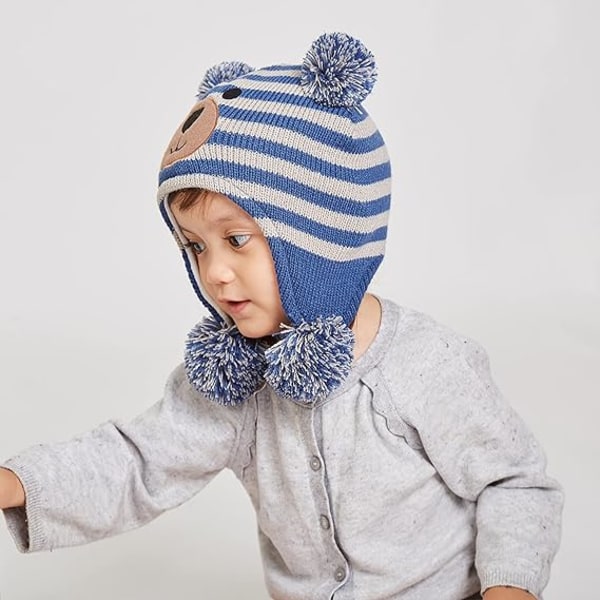 Vinter Baby Hat for Young Child, Strikket Ørehette Varm Hat Ull Li