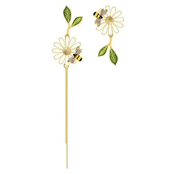 Daisy Flower Bee Stud Øreringe til Kvinder Solsikke Butte Grøn