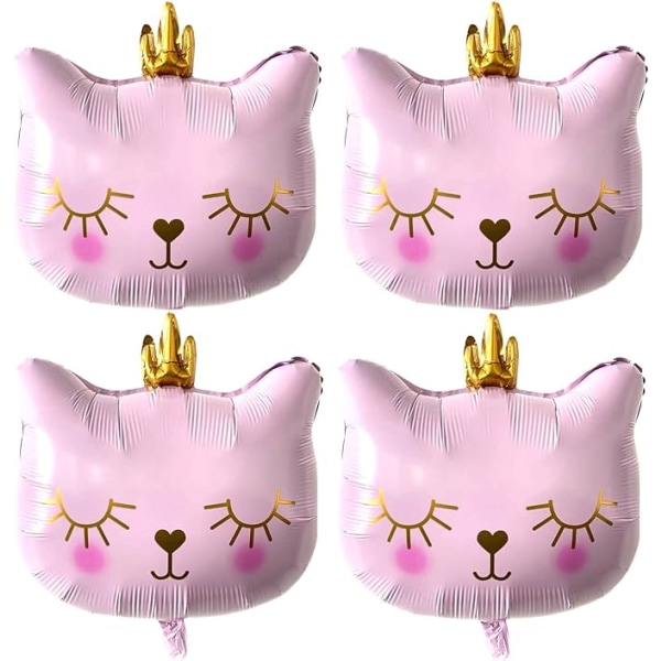 Pink Cat Balloner Folie Helium Adorable Crown Kitty Cat Formet Ani