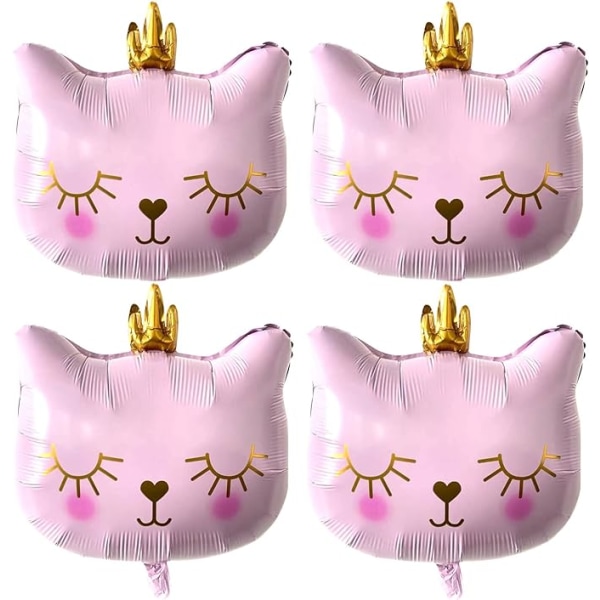 Pink Cat Balloons Folio Helium Suloinen Crown Kitty Cat Muotoinen Ani