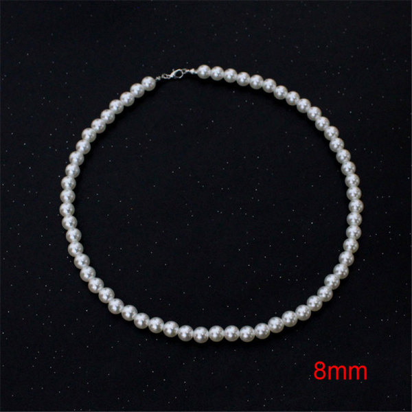 1pc White pearl necklace Single layer 8 mm imitation pearl neckla