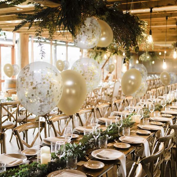 60 Pak Guld Balloner + Guld Konfetti Balloner m/Bånd | Ballon
