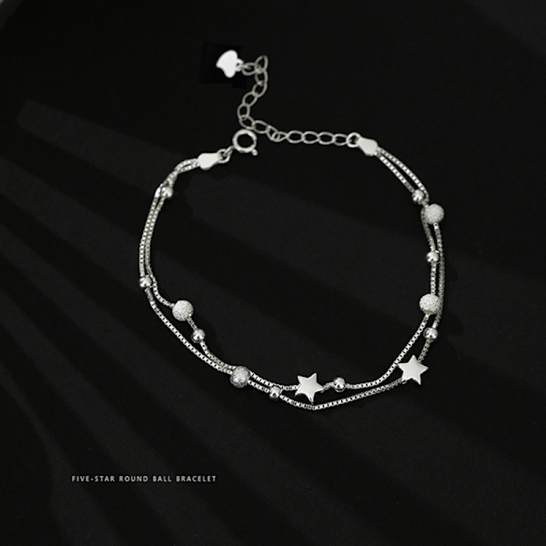 Fashion star Pläterad Silver Charm Armband & Bangle pärla Kedja Adj
