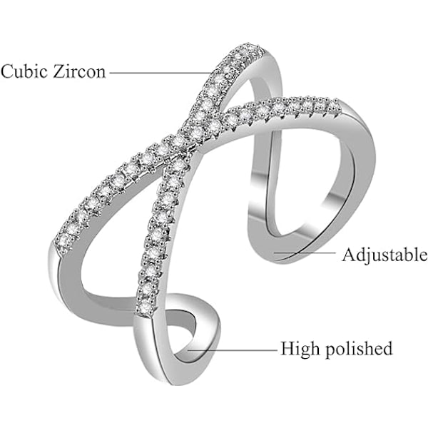 Criss Cross Ringar, Justerbara Criss Cross Ringar för Kvinnor Cubic Z
