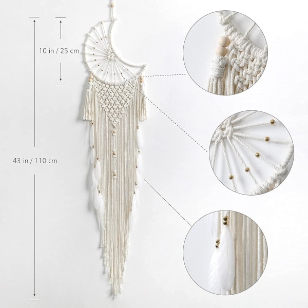 1 STK Large Macrame Dream Catcher Håndlavet Dream Catcher Feather Dr