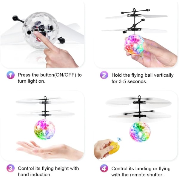 Flyvende boldlegetøj, fjernbetjeningsfly med LED-lys RC Helic
