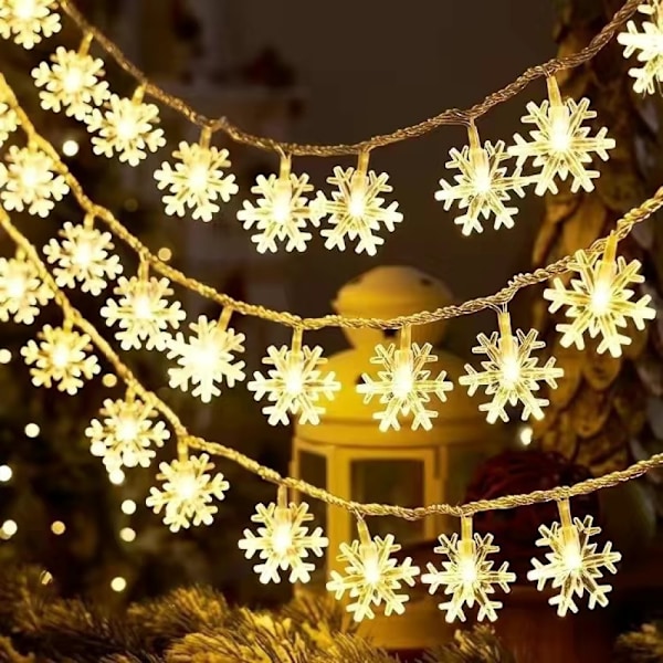 20LED-3m Snowflake String Lights Xmas Garland Holiday Warm White