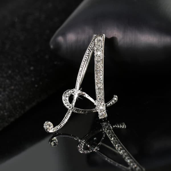 Bogstav Brosche Nåle Initial Rhinestone Brosche til Kvinder Håndværk Sil