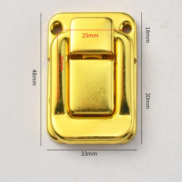 Växelspärrlås (48mm x 33mm) 2st, Järn Hasplås - för Skåp Lådor Resväskor, Guld