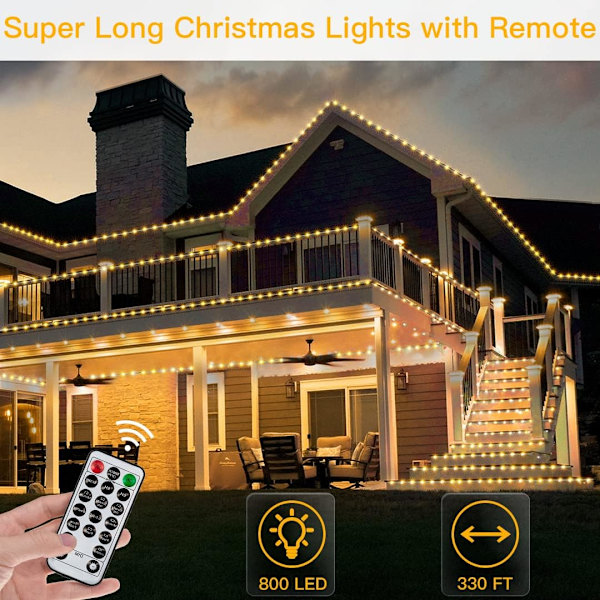 Utomhusljus Julbelysning 330FT/100LED Lång Varm Vit