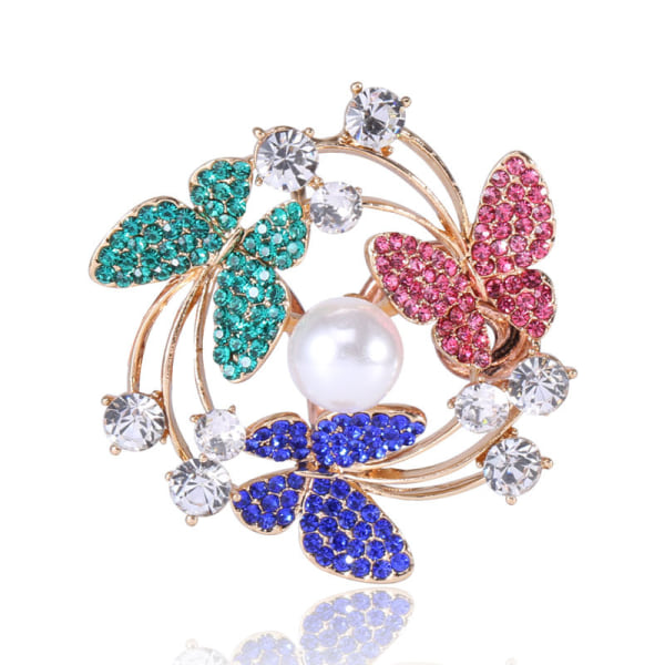 Crystal Butterfly Brosje Pins Fargerike Rhinestone Brosje smykker