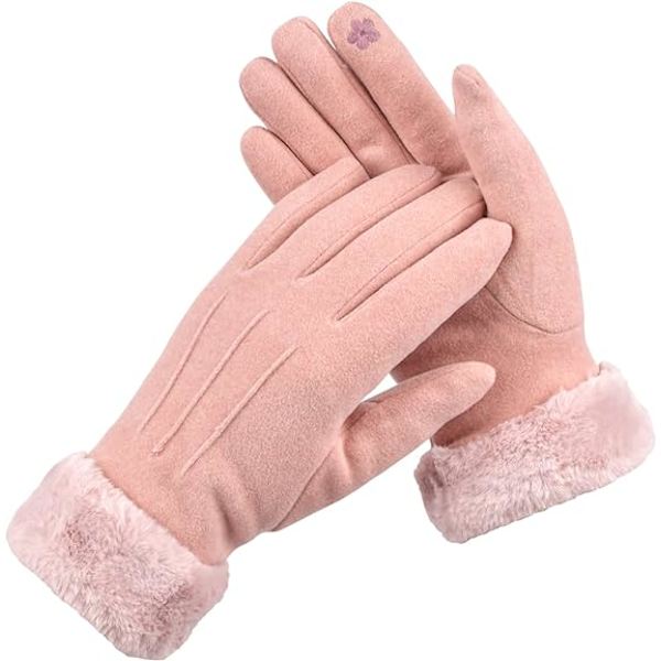 1 par rose Dame Vinter Varme Handsker Touchscreen Handsker med Tekst