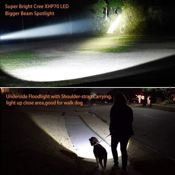 Erittäin tehokas LED-taskulamppu, USB-ladattava taskulamppu, suuri 4