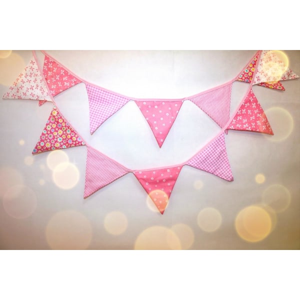 3.3m Pink Party Bunting Pennant Fabric Banner String Pennant Girl