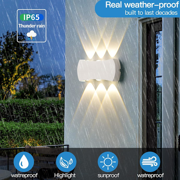 12W LED-vägglampa för inomhusbruk, utomhusvägglampa IP65 vattentät 120