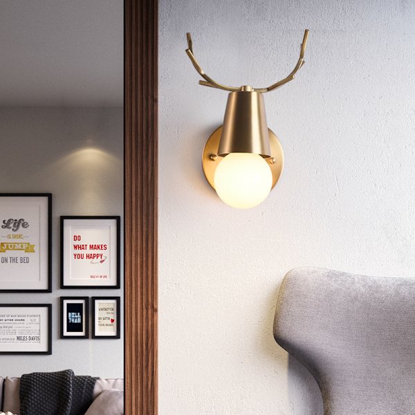 Kobbervæg Moderne Minimalistisk Stue Baggrundsvæg Soveværelse Sengebord Baglampe Enkelt Hoved Glasvæglampe