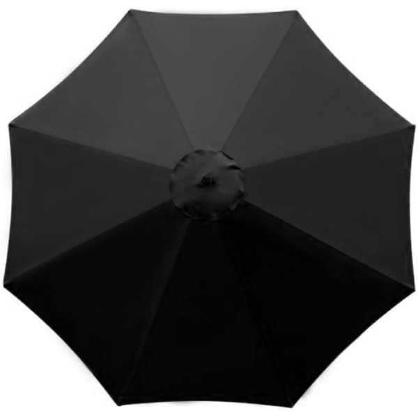 Udskiftningsbetræk til parasol - 8 ribber - Diameter 3m - Vandtæt - UV-beskyttelse - Erstatningsstof - Sort